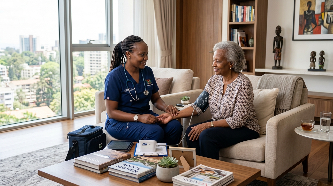 A professional nurse checking vitals at home